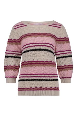 Studio Anneloes Amabel stripe pullover 1155 off white/fuchsia