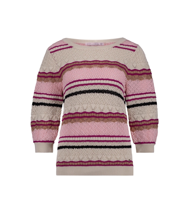 Studio Anneloes Amabel stripe pullover 1155 off white/fuchsia