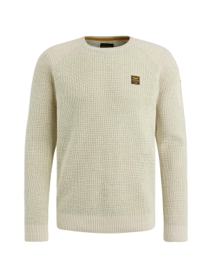 PME Legend R-neck cotton rib melee knit 7013 Bone white