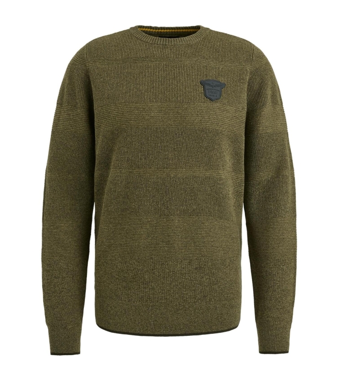 PME Legend R-neck cotton structure knit 6399 Dried herb