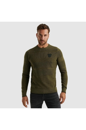 PME Legend R-neck cotton structure knit 6399 Dried herb