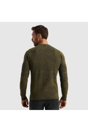 PME Legend R-neck cotton structure knit 6399 Dried herb