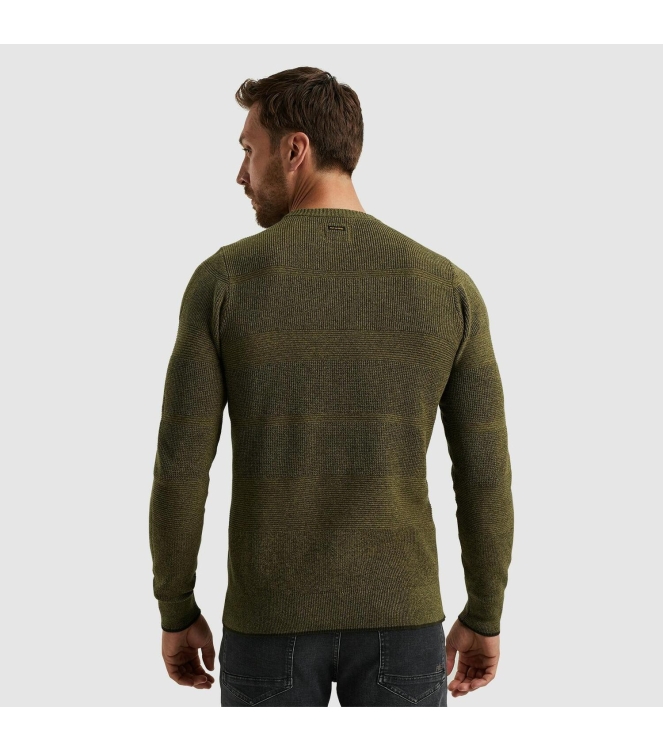 PME Legend R-neck cotton structure knit 6399 Dried herb