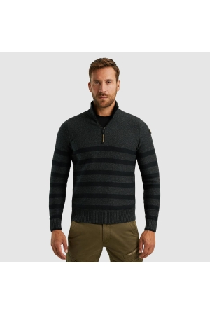 PME Legend Half zip collar cotton rib knit 996 Antracite Melee