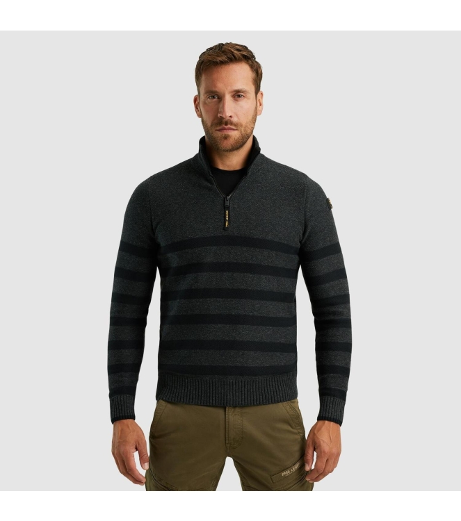 PME Legend Half zip collar cotton rib knit 996 Antracite Melee