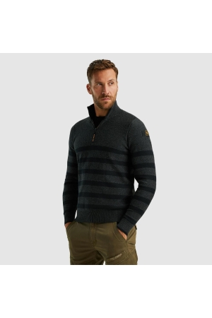 PME Legend Half zip collar cotton rib knit 996 Antracite Melee