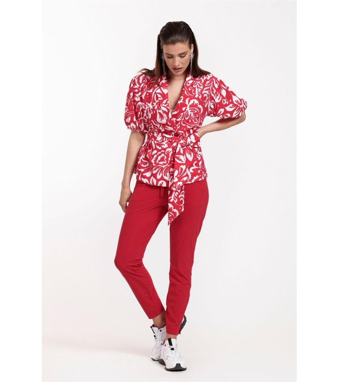 Studio Anneloes Elise flower blazer 3711 deep red/offwhite