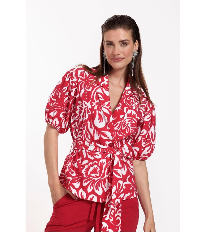 Studio Anneloes Elise flower blazer 3711 deep red/offwhite