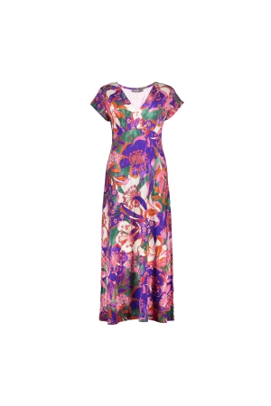 Geisha Dress long AOP 445 Fuchsia