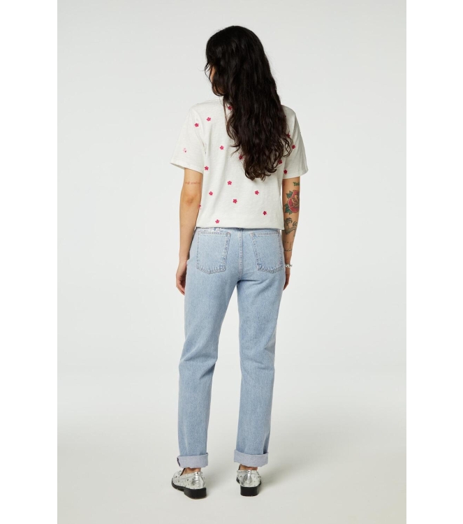 Fabienne Chapot Phill V-neck Pink Flower T-shirt 0053 Cream White/Pink