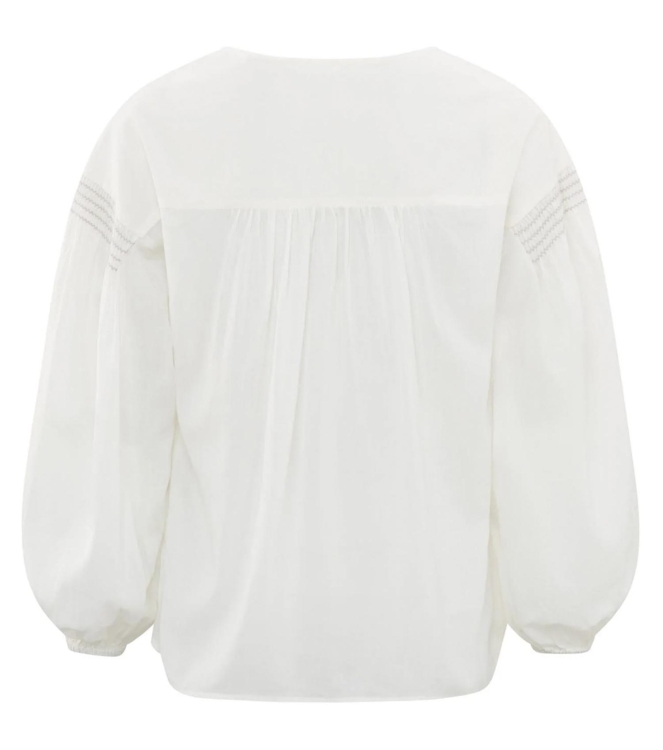 Yaya Woven longsleeve top with vnec 14800 Blanck de blanck white
