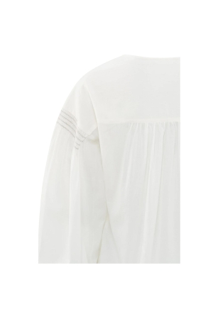 Yaya Woven longsleeve top with vnec 14800 Blanck de blanck white