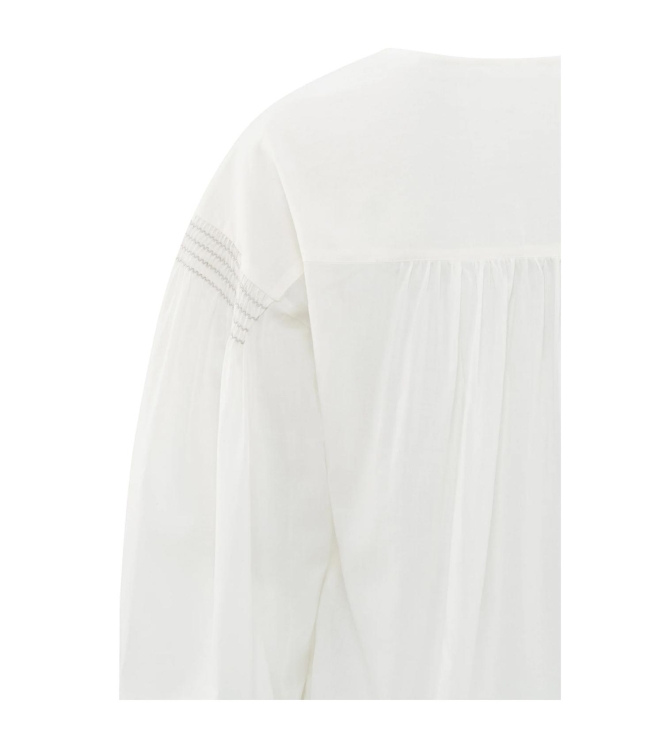 Yaya Woven longsleeve top with vnec 14800 Blanck de blanck white