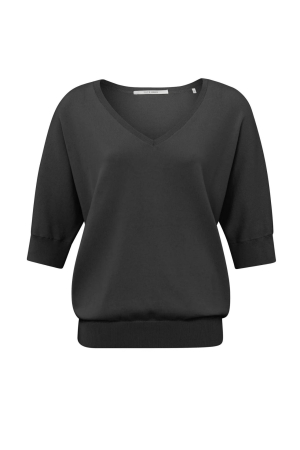 Yaya Double v-neck sweater 99944 Anthracite