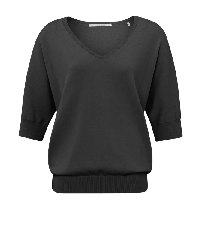Yaya Double v-neck sweater 99944 Anthracite