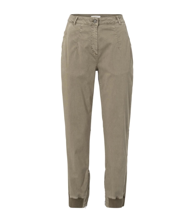 Yaya Soft cargo trousers with rib c Timber wolf brown