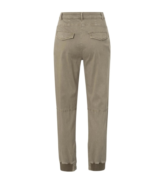 Yaya Soft cargo trousers with rib c Timber wolf brown