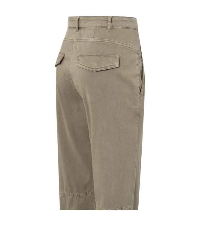 Yaya Soft cargo trousers with rib c Timber wolf brown
