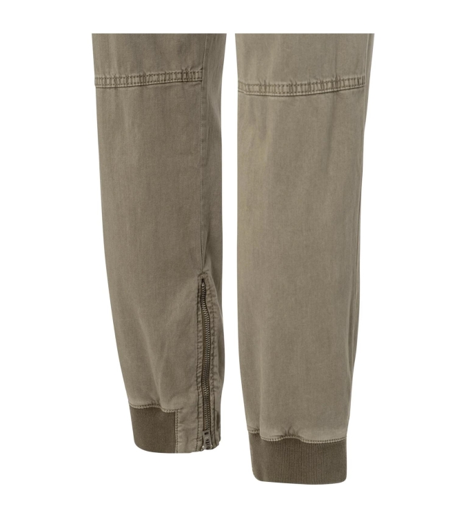 Yaya Soft cargo trousers with rib c Timber wolf brown