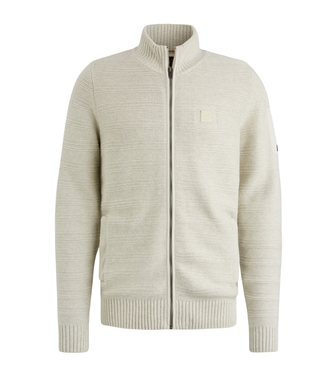 PME Legend Zip jacket cotton structure knit 910 Bone white melee