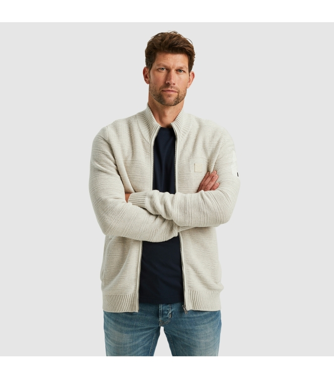 PME Legend Zip jacket cotton structure knit 910 Bone white melee