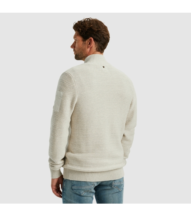 PME Legend Zip jacket cotton structure knit 910 Bone white melee