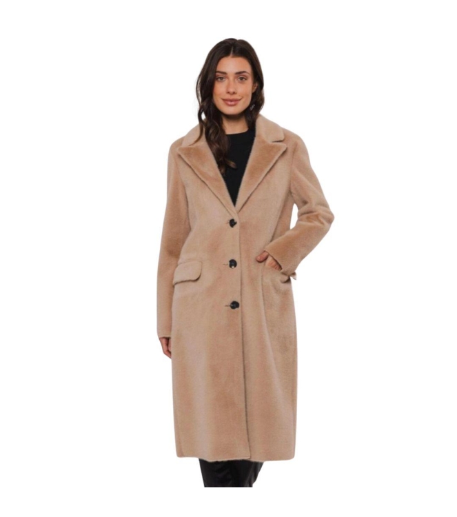 Rino en Pelle Long single breasted coat 490 sand