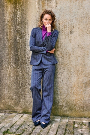 Kyra trousers herringbone 430 deep blue