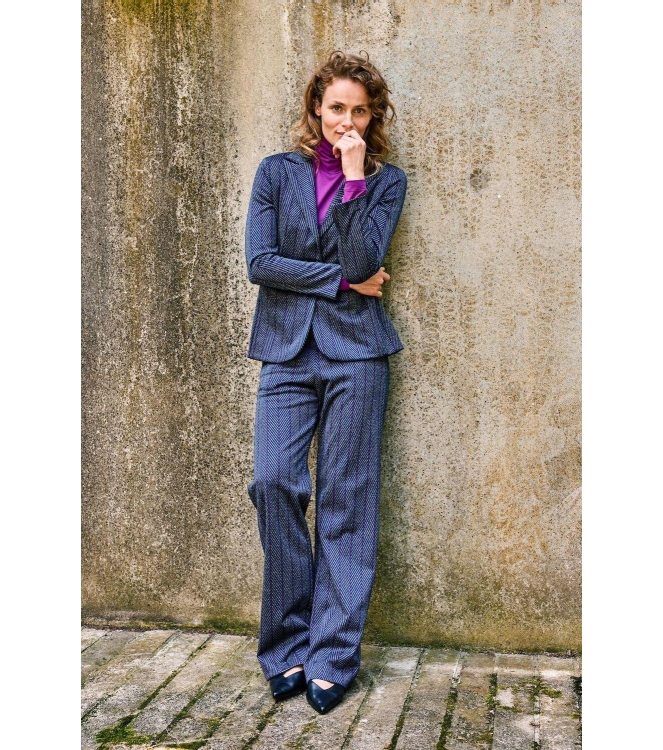 Kyra trousers herringbone 430 deep blue