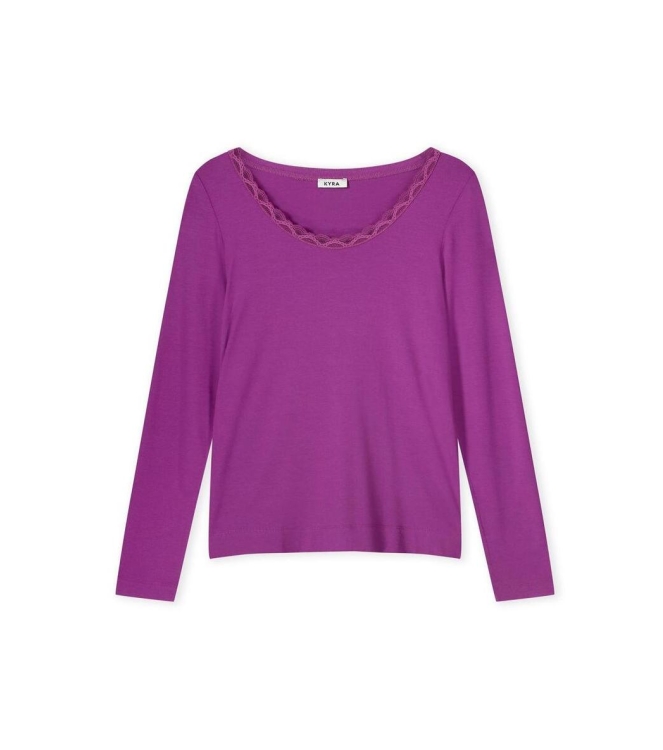 Kyra Vneck lace top short sleeve 540 orchid