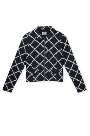Kyra short jacket big check 430 deep blue