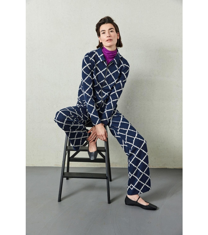 Kyra short jacket big check 430 deep blue