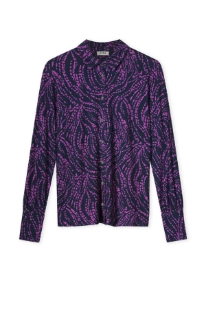 Kyra top long sleeve dot print 430 deep blue