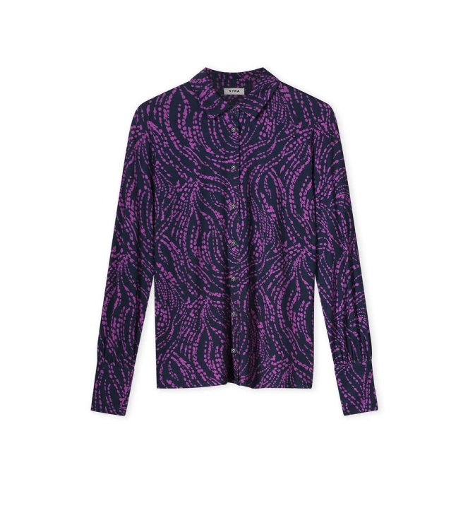Kyra top long sleeve dot print 430 deep blue