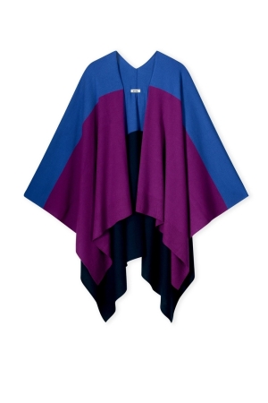 Kyra poncho colorblock knit 540 orchid