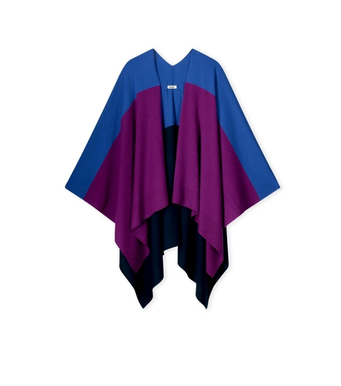 Kyra poncho colorblock knit 540 orchid