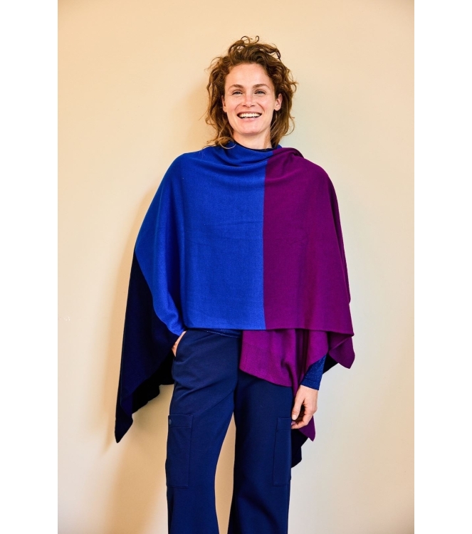 Kyra poncho colorblock knit 540 orchid