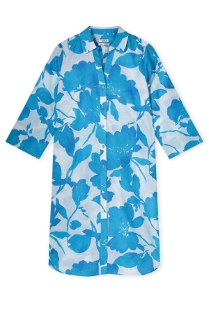 Kyra blouse long 3/4 sleeve flower print 415 blue lagoon