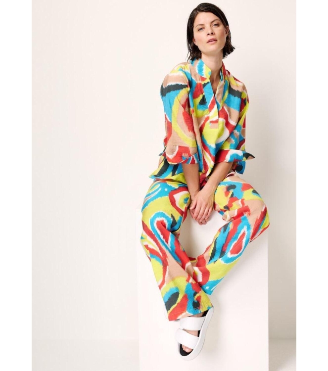 Kyra blouse 3/4 sleeve multi print 415 blue lagoon