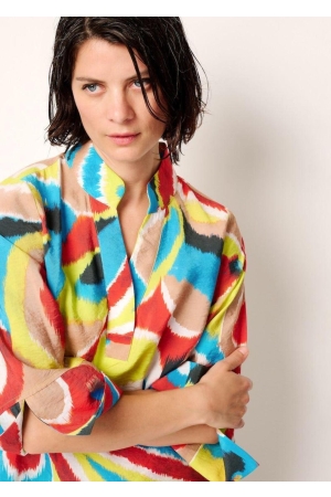 Kyra blouse 3/4 sleeve multi print 415 blue lagoon