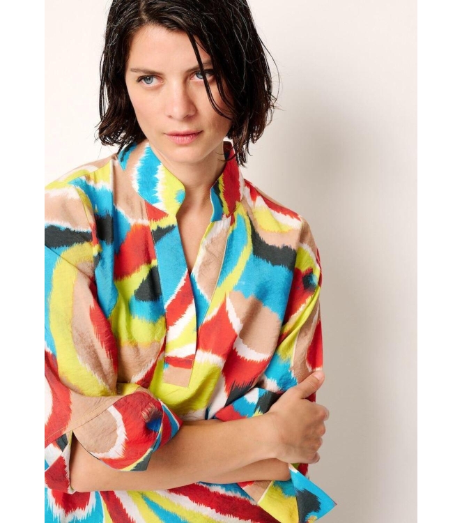 Kyra blouse 3/4 sleeve multi print 415 blue lagoon
