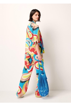 Kyra blouse 3/4 sleeve multi print 415 blue lagoon