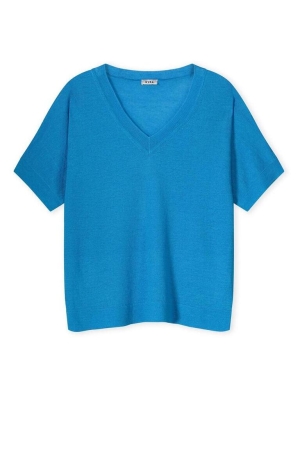 Kyra pullover short sleeve V-neck 415 blue lagoon