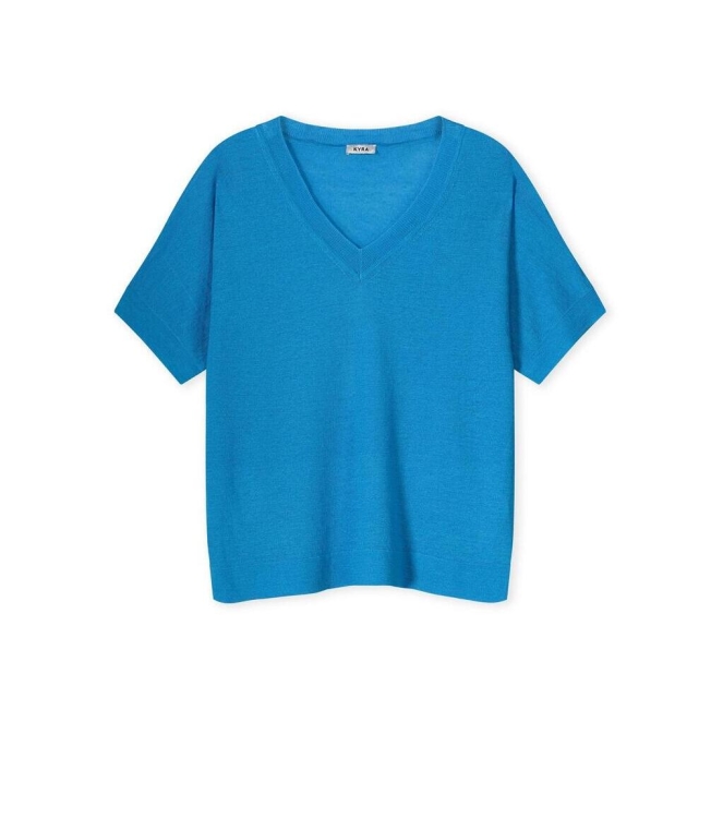 Kyra pullover short sleeve V-neck 415 blue lagoon
