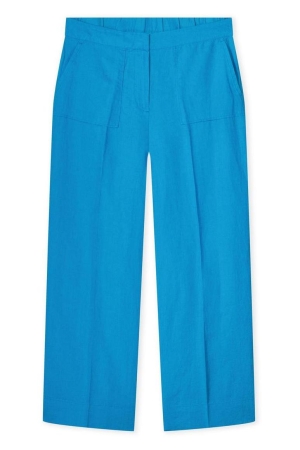 Kyra trousers wide leg solid linen 415 blue lagoon