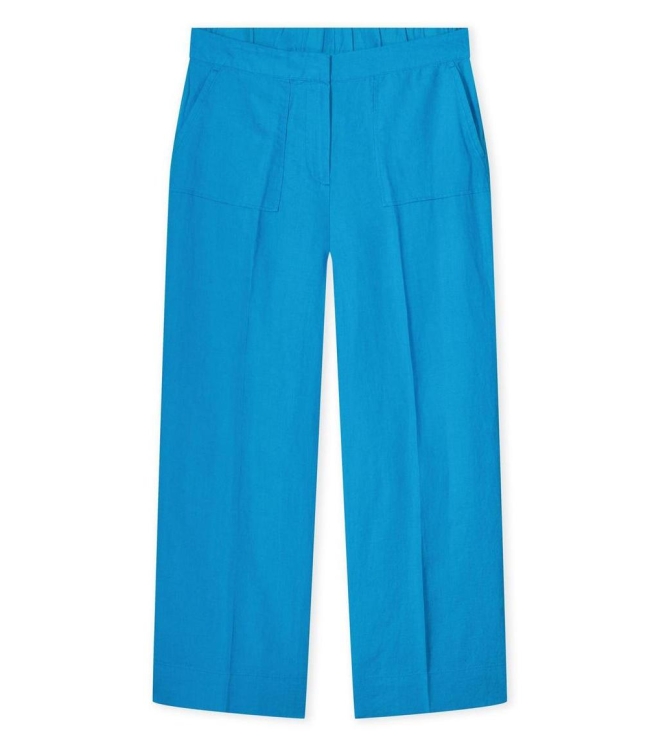 Kyra trousers wide leg solid linen 415 blue lagoon