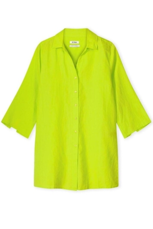 Kyra blouse 3/4 sleeve solid linen 357 cyber lime