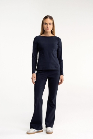 Studio Anneloes Flair bonded trousers 6900 dark blue
