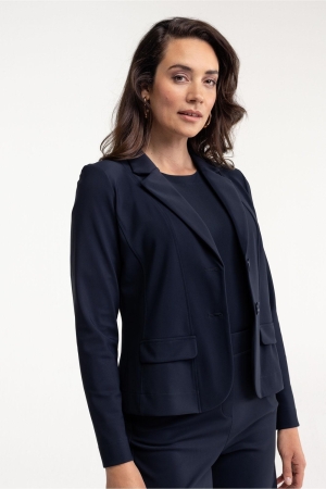 Studio Anneloes Bright bonded blazer 6900 dark blue