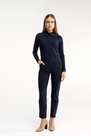 Studio Anneloes Anne bonded trousers 6900 dark blue